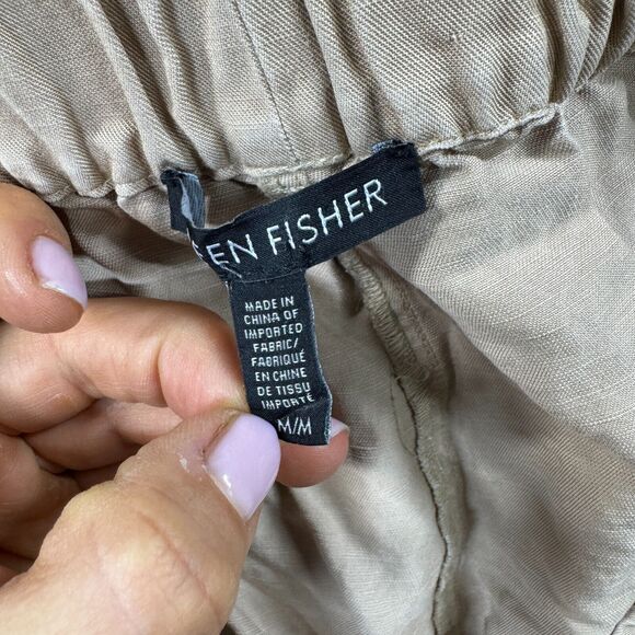 Eileen Fisher Pants Women's Medium Beige Pull On Lightweight Elastic Waist - Picture 9 of 10